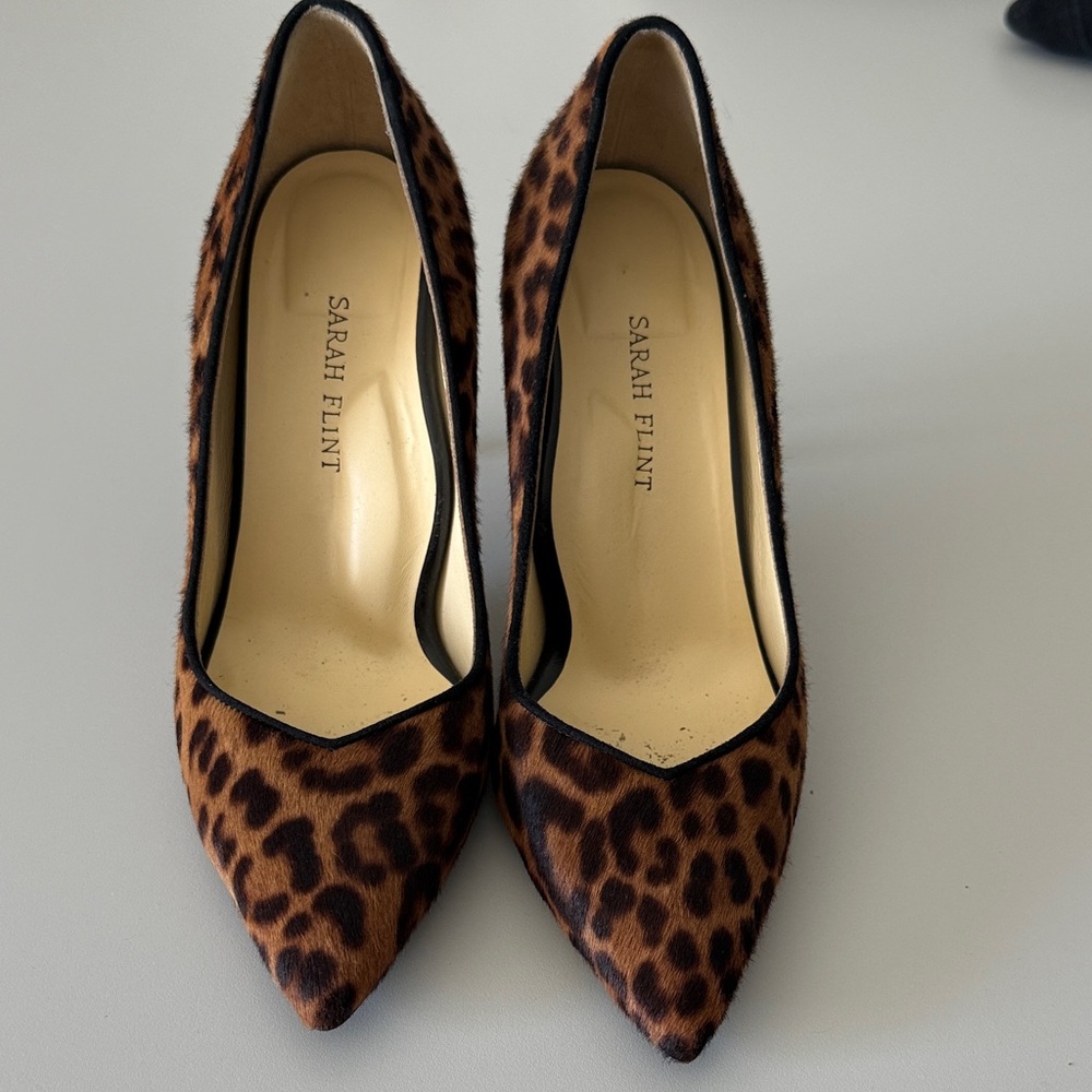 Sarah Flint Leopard-Print Pointed Pumps in Brown and Black leopard print